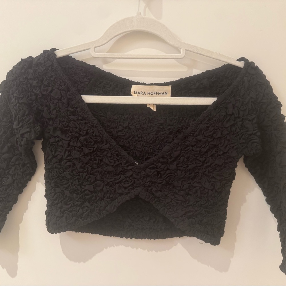 Mara Hoffman Black Textured Blouse